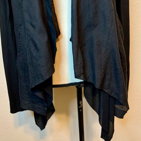 Pure DKNY Open Waterfall Front Drapey Linen Jacket Black Size Medium - Picture 4 of 16